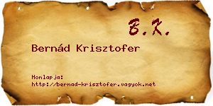 Bernád Krisztofer névjegykártya